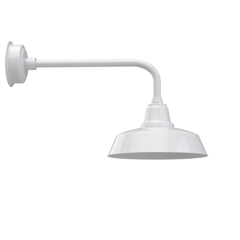 Luminaire de grange d’extérieur à del Vandervliet, Blanc, 15.625" H x 28.25" W x 16.25" D