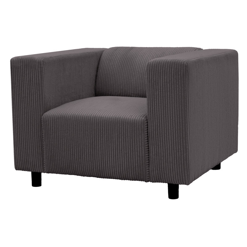 Upholstered Corduroy Club Chair, Dark Grey