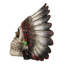 Figurine tête de mort gothique amérindien avec tête de plume tribale H 4,5 po