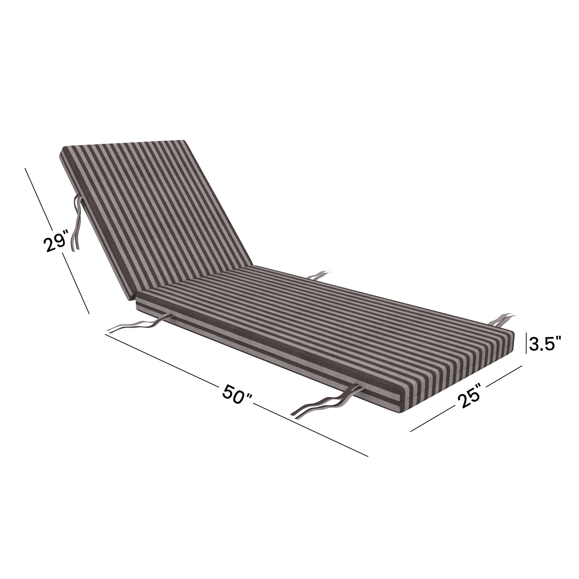 Kacy Sunbrella Outdoor Chaise Lounge Cushion, Sail Away Java, 25" W x 50" D