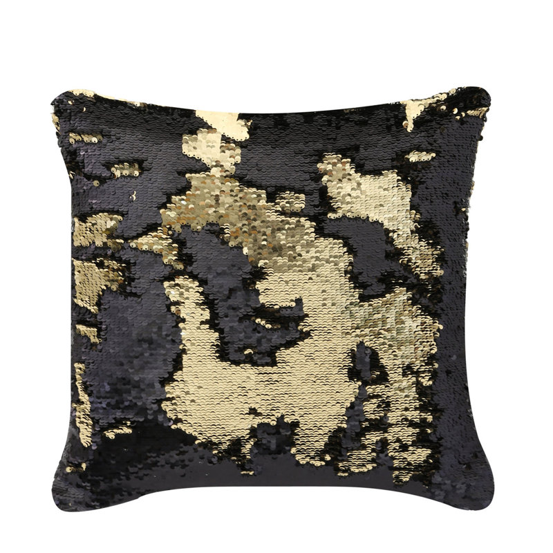 Brixham Square Throw Cushion, Black/Gold, 40 x 40cm