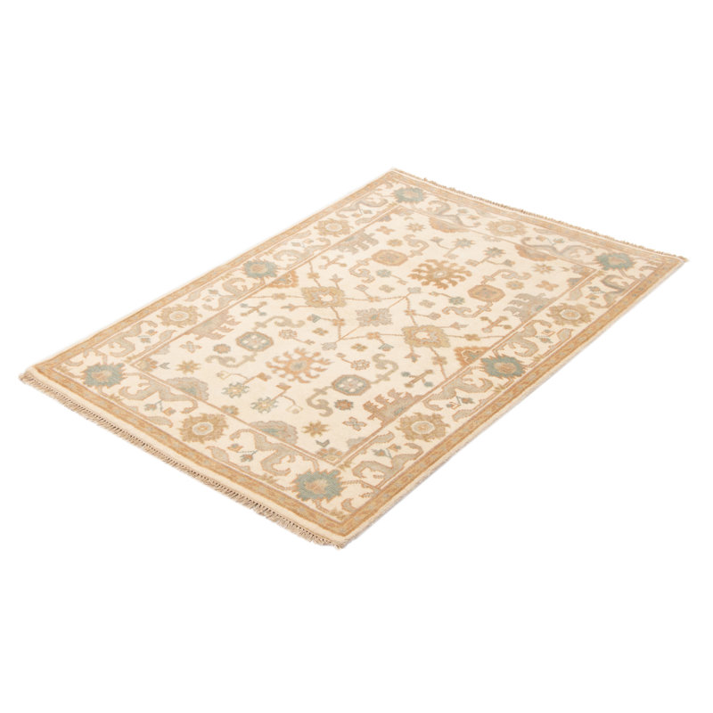 Tapis unique en laine noué à la main 4 pi 1 po x 6 pi 1 po nouvel âge Corban