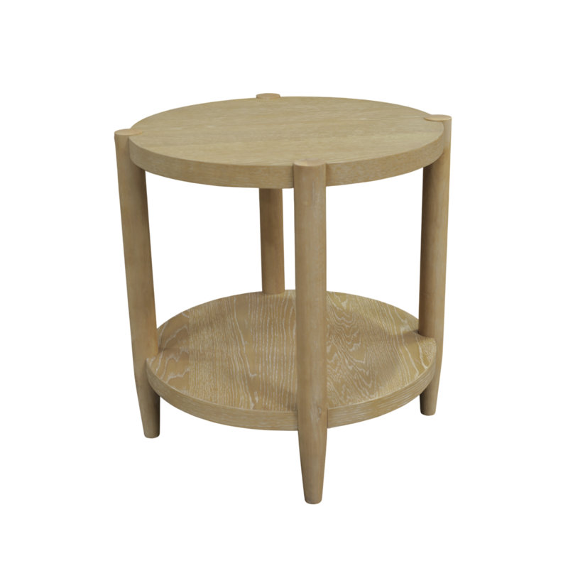 Reece Round End Table, Natural Wood