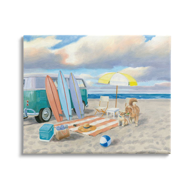 Summer Beach Scene, H 36 po x l 48 po x P 1,5 po, Toile tendue