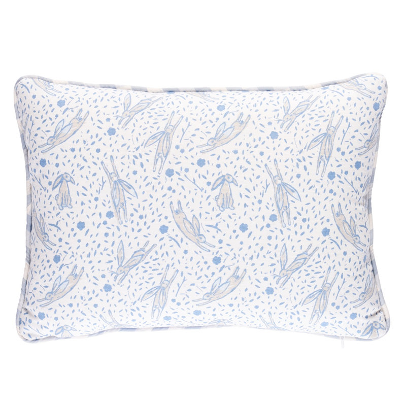 Schumacher x Marie-Chantal Rabbit Pillow, Blue, 12" H x 18" W
