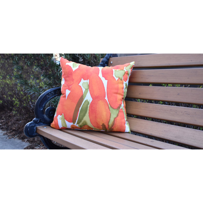Sunset Tulip Floral Reversible Throw Pillow, 20" x 20", Orange, Outdoor