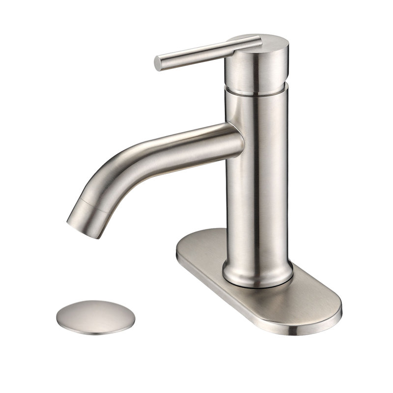 Single-handle Bathroom Faucet, Brushed Nickel, Drain Assembly Included