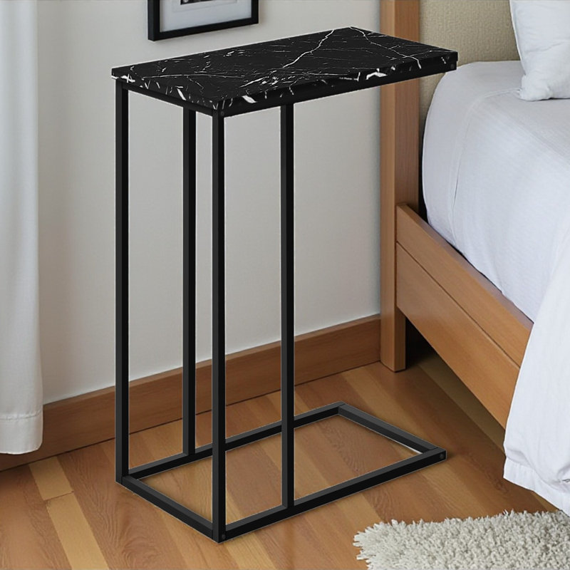 Table d'appoint moderne en forme de C Garson pour le salon ou la chambre à coucher, H 23,82 po x l 9,17 po x P 15,6 po