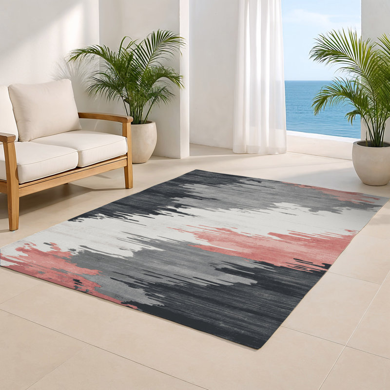 Tapis intérieur et extérieur beige Watercolor, Rectangulaire 8 pi x 10 pi