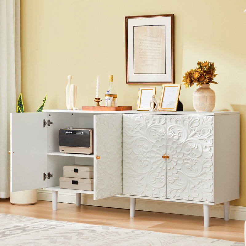 Buffet sculpté de 150,5 cm, Blanc
