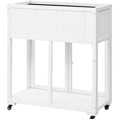 Mini cadre blanc froid pour jardin, 35,4 po x 17,7 po x 37,4 po, serre à 2 portes avec roues et structure de jardin surélevée, blanc, roues, expérience délicieuse