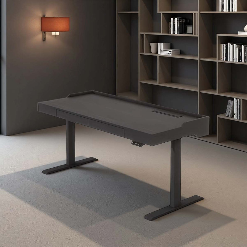 Table électrique à hauteur réglable couleur fumée, H 27,95 po x l 55,12 po x P 27,56 po