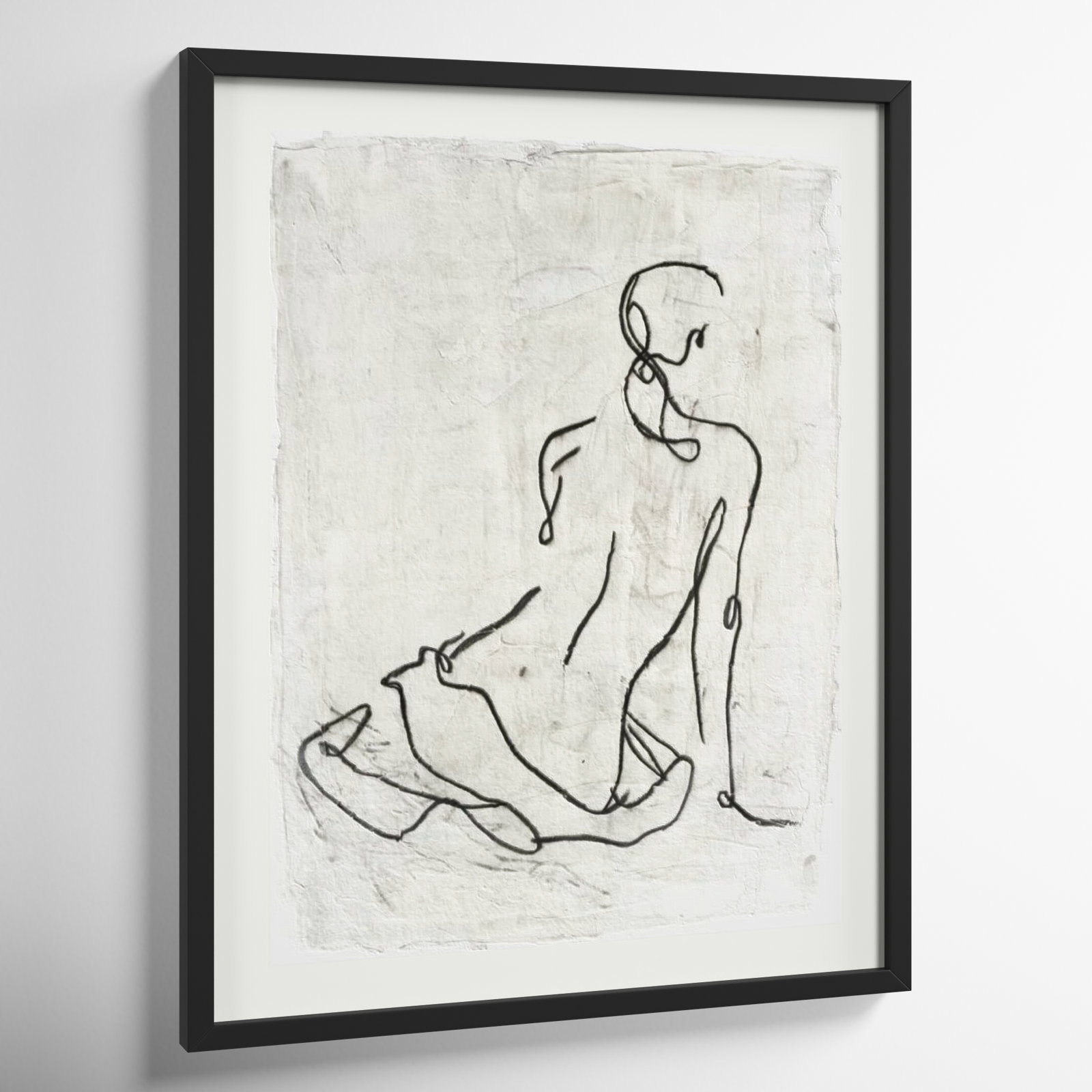 Embellished Gestural Contour I (Nude) by Ethan Harper, Black Framed Paper, 41" H x 33" W