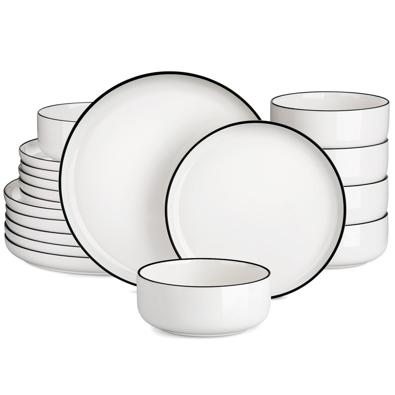 18-Piece Porcelain China Dinnerware Set, Service For 6