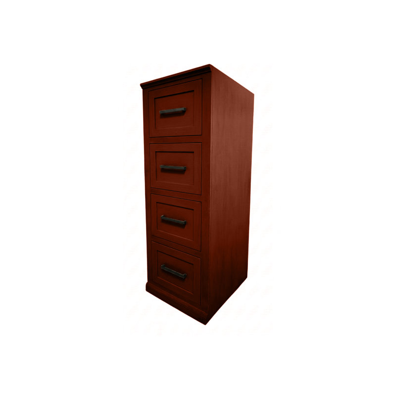 Modern Solid Wood 4 Drawer File Cabinet, Concord Cherry