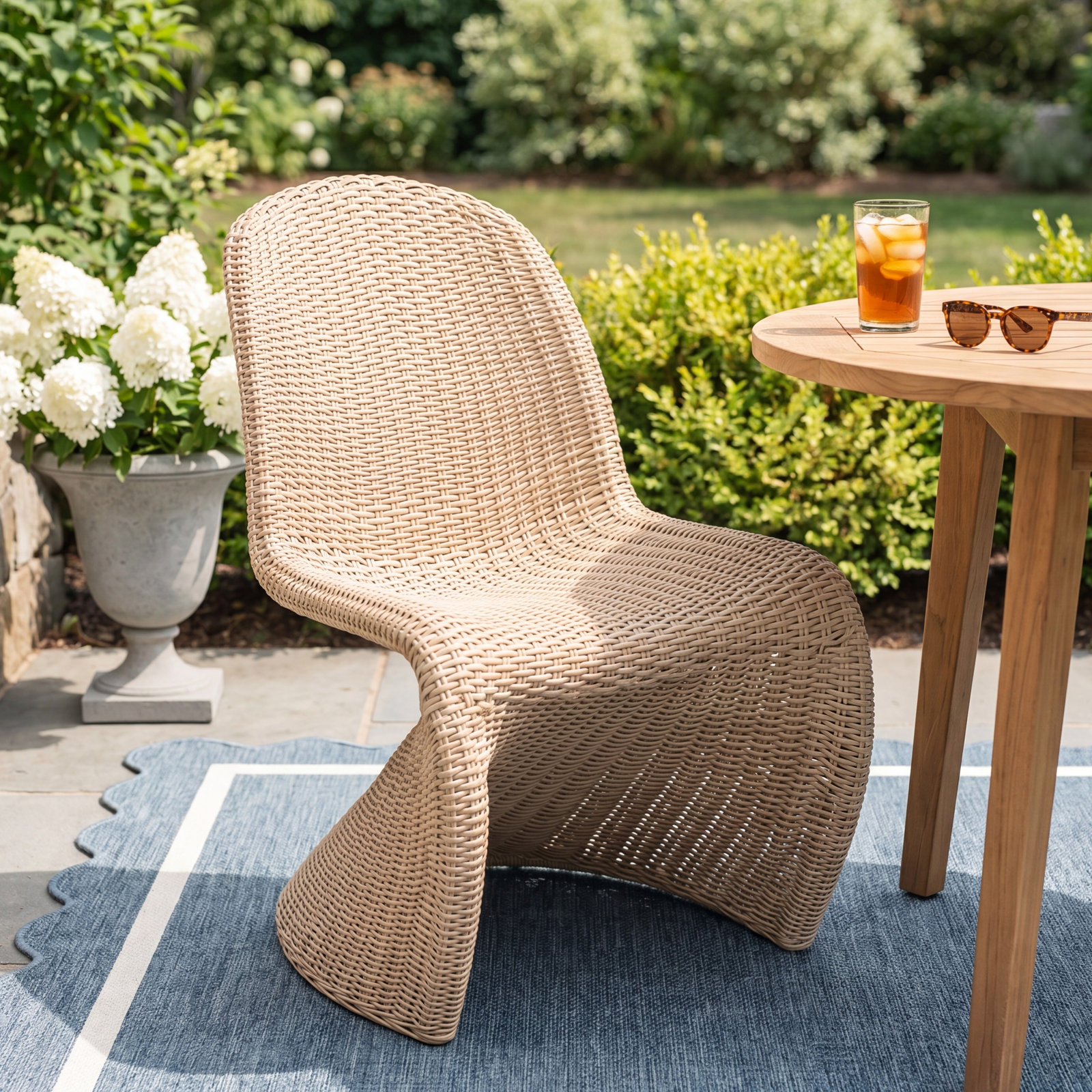 Daughtery Wicker Dining Side Chair, Vintage White