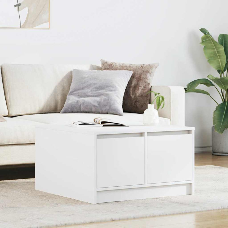 Coffee Table with Storage, 40" H x 70.5" L x 70" W, White