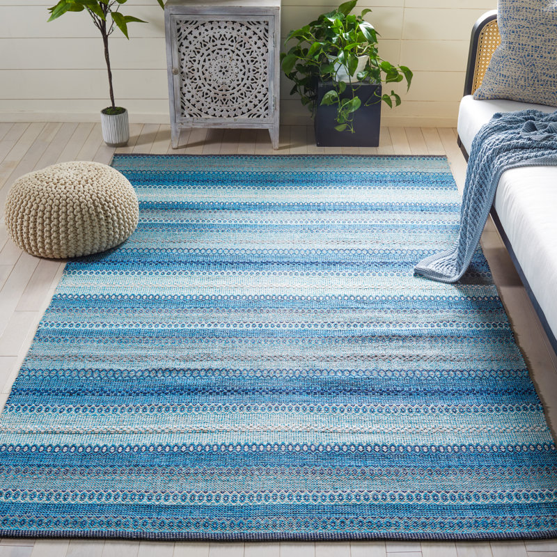 Montauk Flat Weave Cotton Striped Rug, Rectangle 5' x 8'