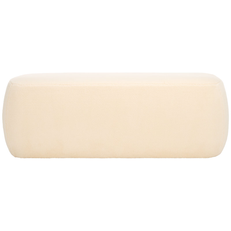  50" Wide Rectangle Ottoman, Cream Faux Shearling