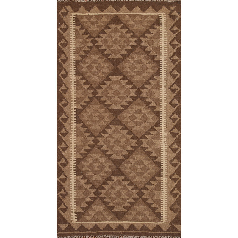 Brown Kilim Oriental Runner Rug 3x7