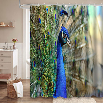 Peacock Wild India Wildlife Birds Rainforest Shower Curtain with 12 Hooks