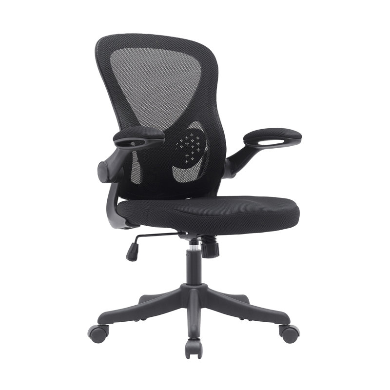 Chaise de bureau en filet noir avec soutien lombaire et accoudoirs relevables Techni Mobile