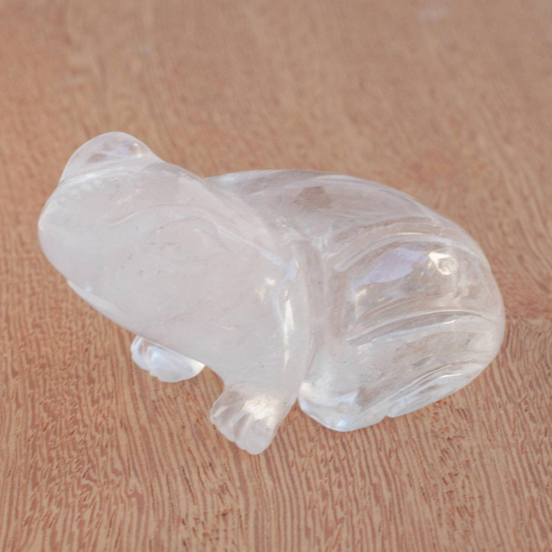 Gemstone Frog Quartz Brazil Figurine, Clear