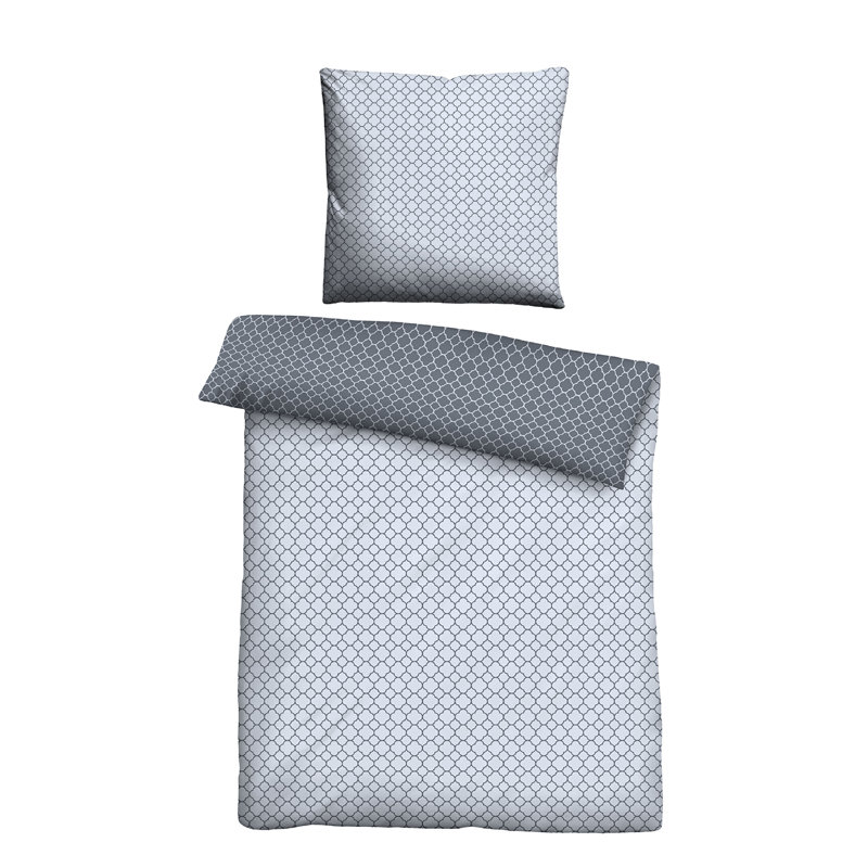 100% Cotton 80 TC Reversible Duvet Cover Set, 200 x 200cm - 2 pillows 80 x 80cm, Blue