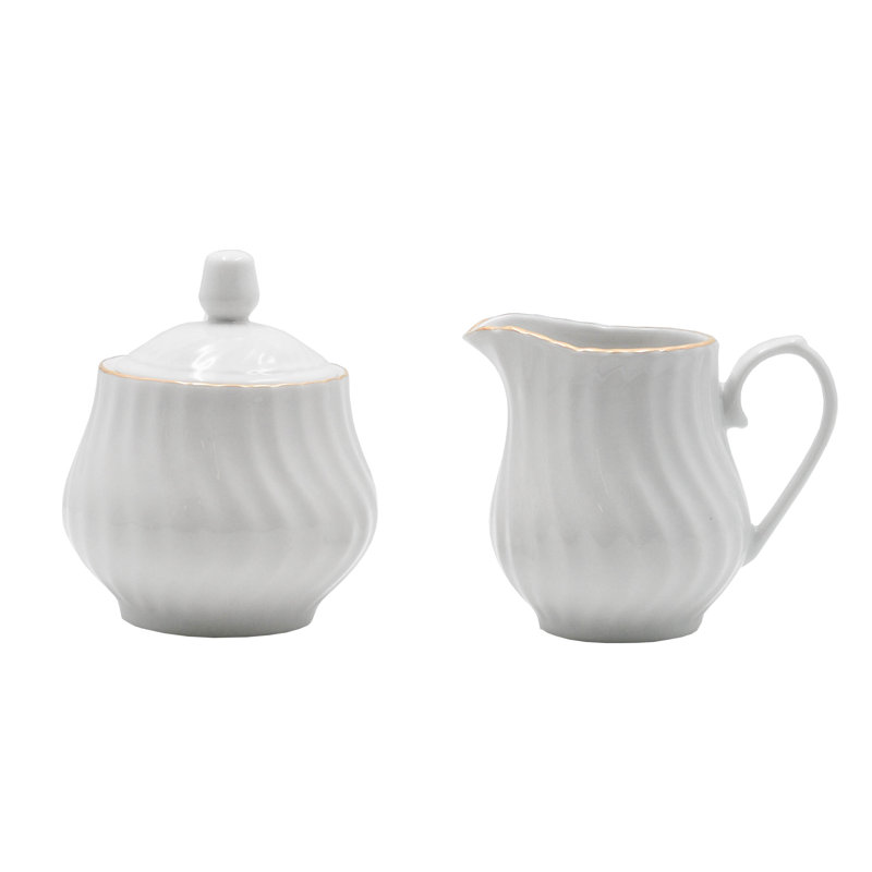 Ensemble de pots à sucre et à crèmes en porcelaine blanche Hertford