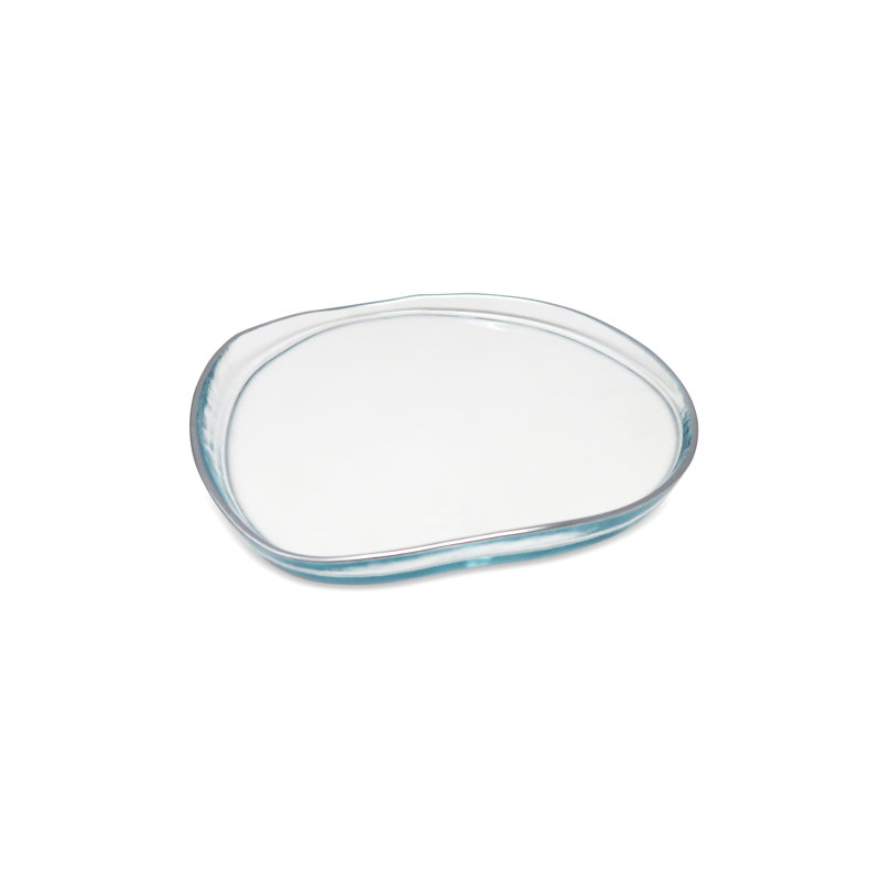 4 assiettes à dessert de forme organique avec rebord coloré, Argent