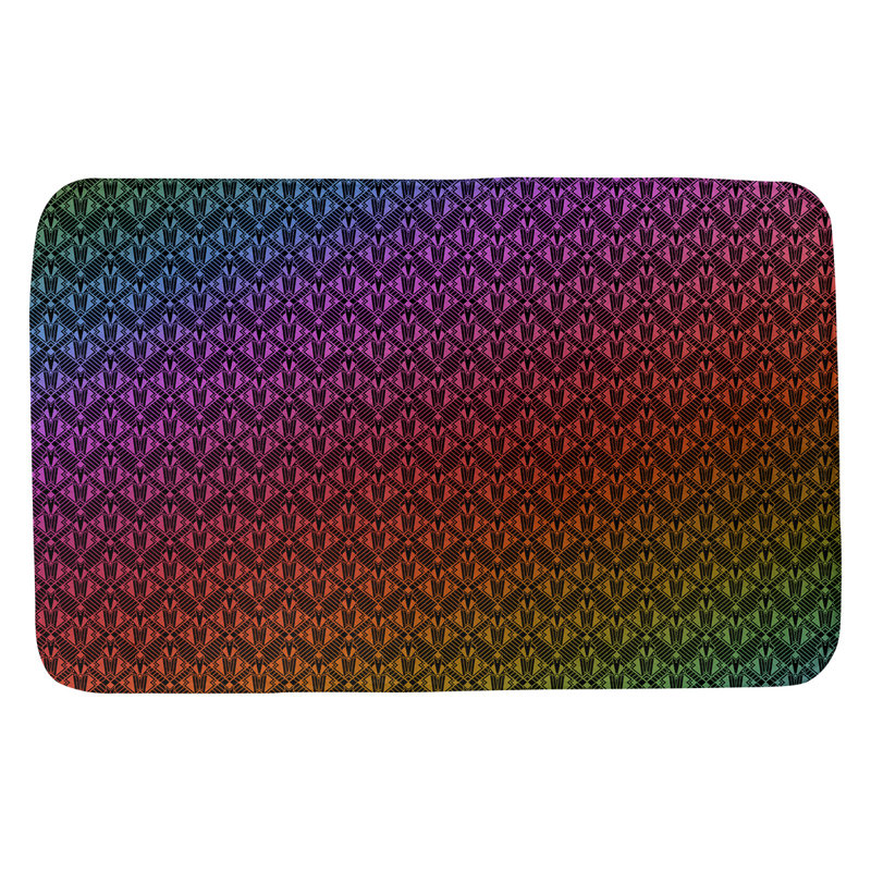 Tapis de salle de bain déco Leffel, l 17 po x L 24 po, Bleu / Vert / Rouge