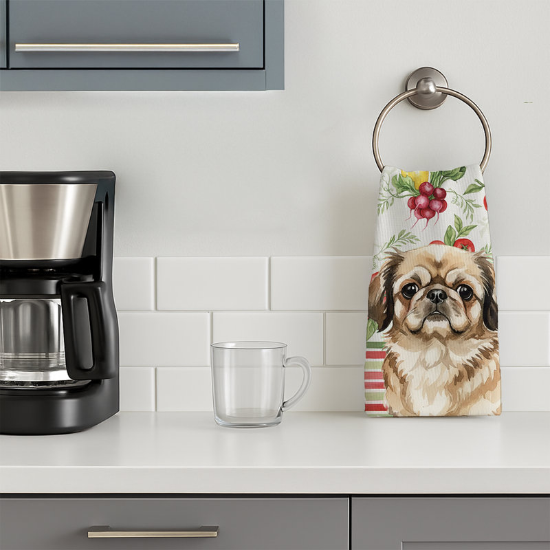 Sable Pekingese Vegetables Kitchen Towel, Sable Pekingese