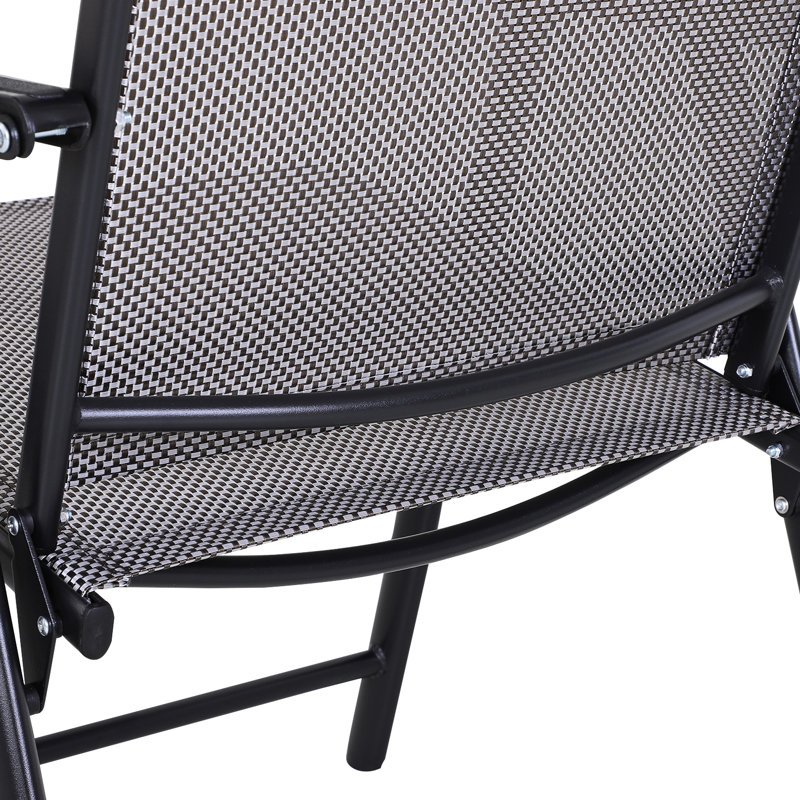 2 Folding Patio Chairs , Stackable Outdoor Sling With For Lawn, Camping, Beach. Metal Frame, Gray, No Assembly, 242 Lbs Capacity Of Load-Bearing Chairs, Dining