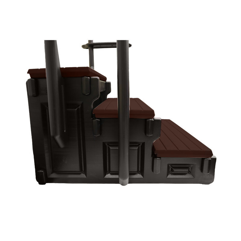 Mahogany 3-Tread Spa Step with Black Accents
