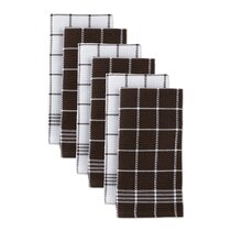 ANEWAY Kitchen Towels 100% Cotton Waffle Weave Dish Towel Large, Brown-6  Pack