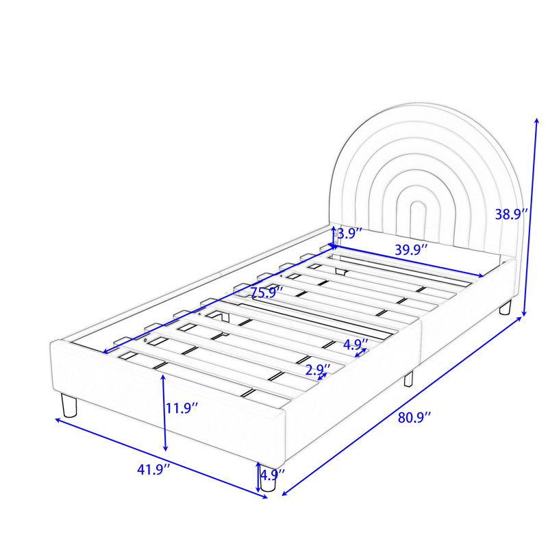 Lit plateforme simple en bois avec tête de lit