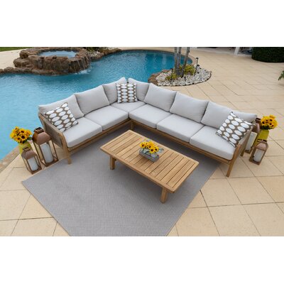 Rimini 3 Piece Outdoor Patio Conversation Sectional Set -  Corrigan StudioÂ®, 05228C76BE8147048C8DB25B98147E42