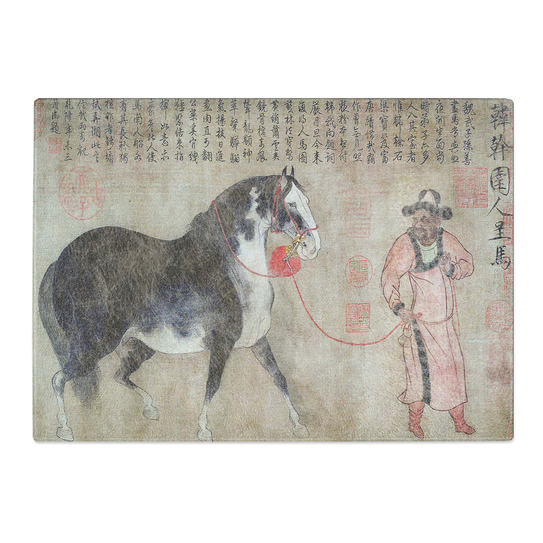 Tempered Glass Stallion with a Groom by Han Gan Chopping Board