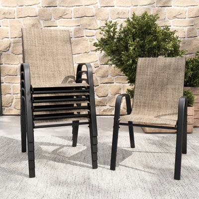 6 Dining With Comfortable Ergonomic Seats, 350 Lbs Per Chair, All-weather Rust- Frame, And Fade- Outdoor Seating Group Wide Support, Easy