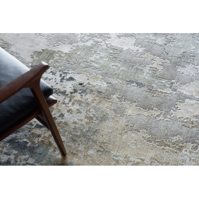 Rectangle Cosmo Abstract Hand-Knotted WoolBamboo Slat/Seagrass Area Rug in Multicolor, Rectangle 10' x 14'