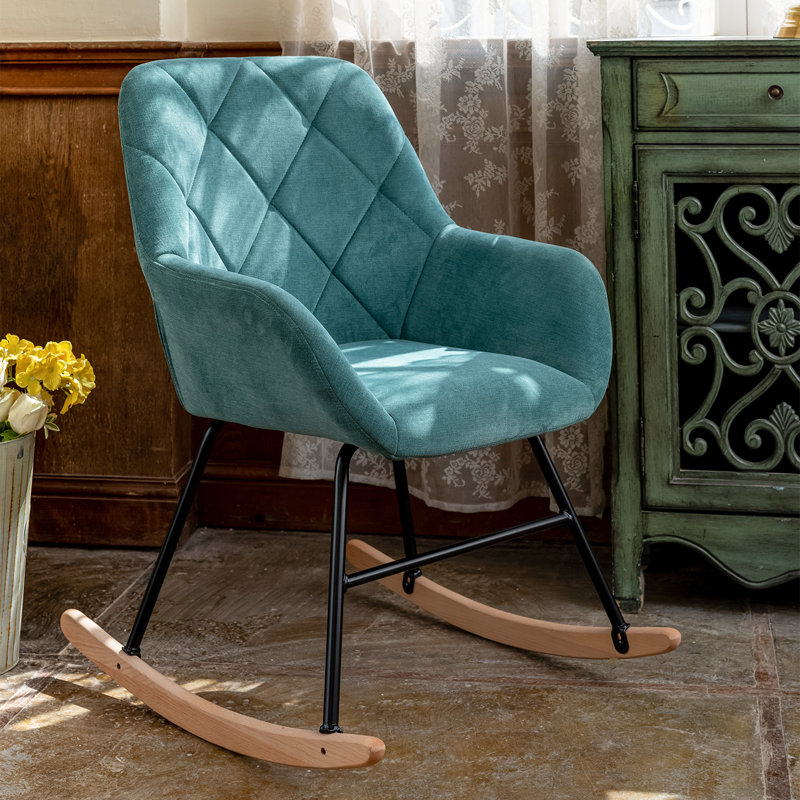 Cliffrose Upholstered Rocking Chair, Aqua