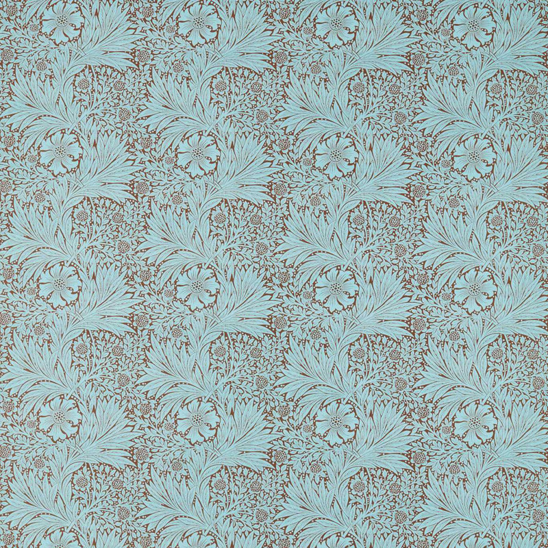 Marigold Fabric, Sky/Chocolate