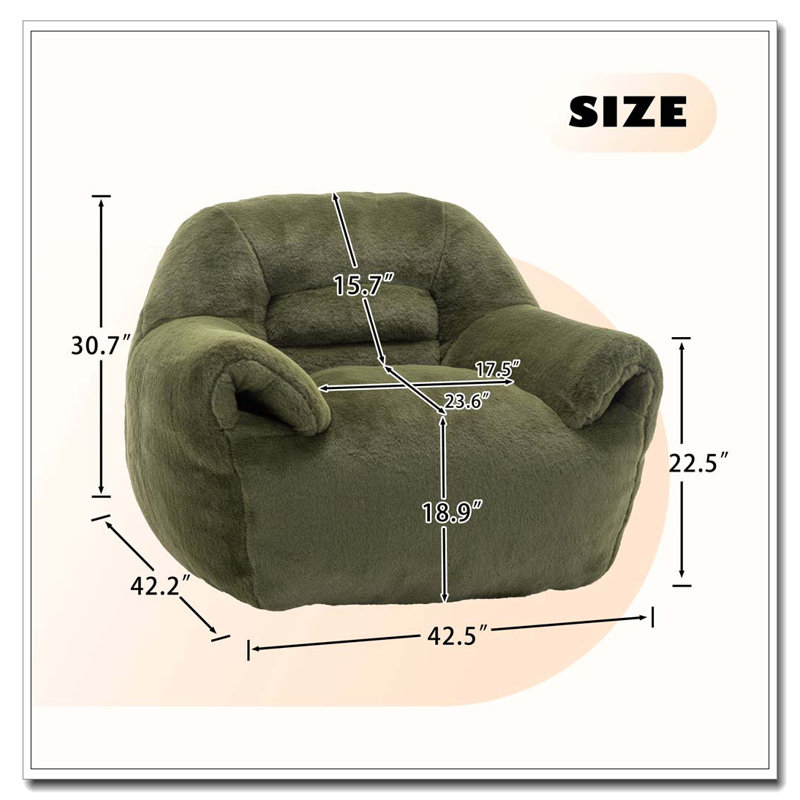 Fauteuil à billes en fausse fourrure, Vert