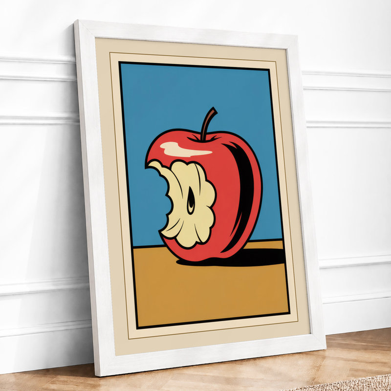 Bitten Apple Modern - Framed Print, A2 - 59.4 x 42.0 cm, White