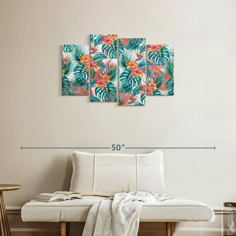 Feuillage tropical et fleurs Kerner, H 22 po x l 36 po