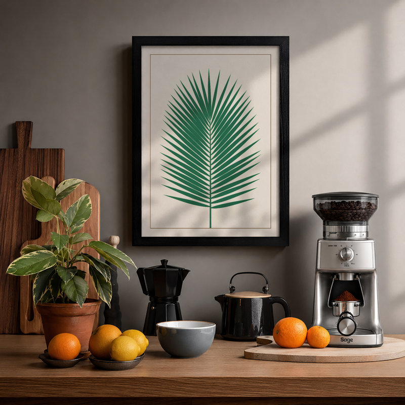 Single Palm Frond Botanical - Print, A1 - 84.1 x 59.4 cm, Black