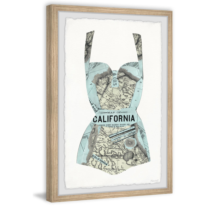 California Swimsuit - Reproduction d'art graphique sur papier encadré, H 24 po x l 16 po x P 1,5 po