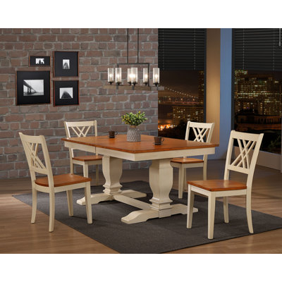 5-piece Extendable Rectangle Solid Wood Dining Set With Gear Driven Takeout Leaf (seats 4-6)