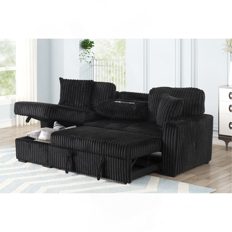 Canapé modulaire moelleux avec canapé-lit en tissu de velours, Noir