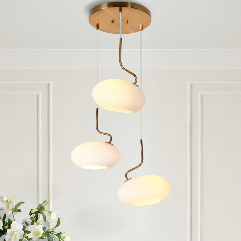 3 - Light Modern Coloured Glass Cluster Pendant UL Certified